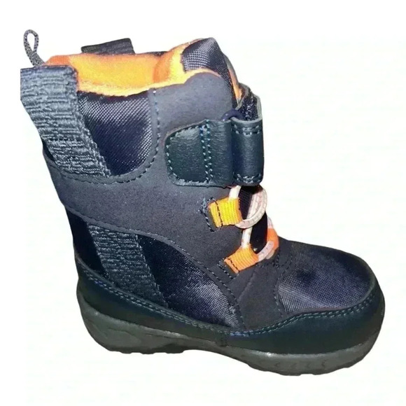 NWOT Carter's Keilor Toddler Boys Navy Blue Orange/Gray Winter Snow Boots S6
 - Picture 8 of 11